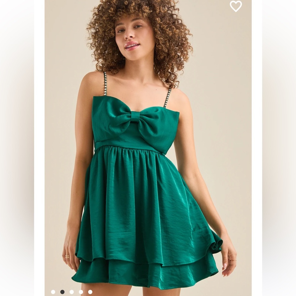 Altar'd State Emerald Green Mini Dress with Bow